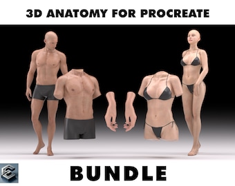 3D-anatomie voor Procreate BUNDEL Tattoo Mockup