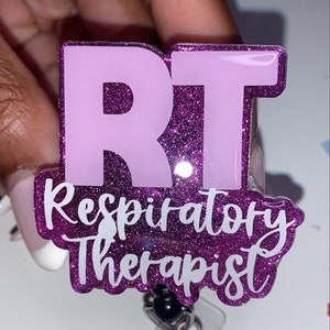 Customized Badge Reel , Badge ID holder , Respiratory Therapist , Glitter Badge Reel, RT , Personalized Gift, Respiratory Gift