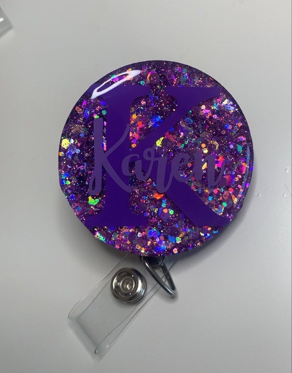 Custom Circle Name Badge Reel , Personalized Badge Reel , Glitter , RN , CNA  , Medical Gift , ID Holder , Retractable Badge Reel 