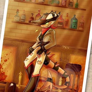 Striker Helluva Boss FANART Print! Arte inspirada em cowboy imp em papel cartão fosco suave.