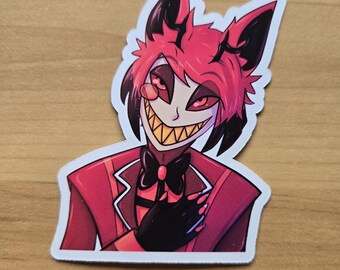 Alastor the Radio Demon sticker. Hazbin Hotel matte waterproof vinyl sticker. Human made artwork. Unique hand made labels