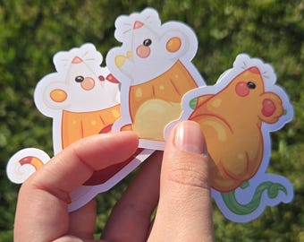 ¡Lindos pegatinas de animales con dulces otoñales! ¡Ratas de maíz dulce y un ratón calabaza de Mallowcreme están aquí para una fiesta de Halloween!