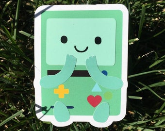 B.M.O Adventure Time themed stickers!  Water Resistant, with Glow in the dark options! (Fanart! Not official!) Cute, sweet and charming!