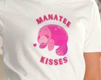 Cute Pink Manatee shirts! "Manatee Kisses" Short sleeved HUE ManaTEE Shirt. -Each purchase helps with habitat conservation!-