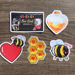 Save the Bees themed stickers! Cute &quot;Bee Loving&quot; Bee, Honey and Heart themed sticker Bundle!  Great for planners, notebooks and more!