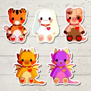 Cute Chinese Zodiac stickers! (Hartfelt designs) Year of the Tiger, Rabbit, Pig and Dragon, with more to come!