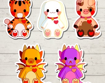 Cute Chinese Zodiac stickers! (Hartfelt designs) Year of the Tiger, Rabbit, Pig and Dragon, with more to come!