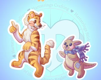 Tigger and Roo Stickers- A winter's day! (An A.A. Milne's) Winnie the Pooh fan art piece!