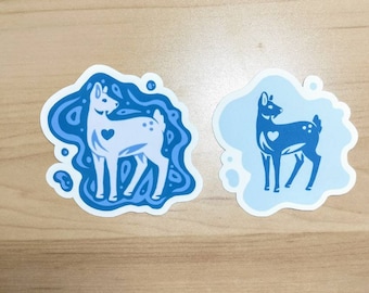 Muskushertenstickers en Chinese waterhertenstickers (waterdicht en scheurbestendig!) Elke aankoop gaat naar het behoud van de leefomgeving!
