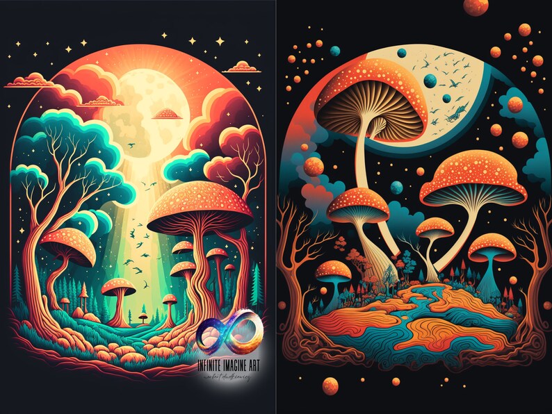 50 MUSHROOM LAND PNG Clipart Bundle Sublimation Print Etsy