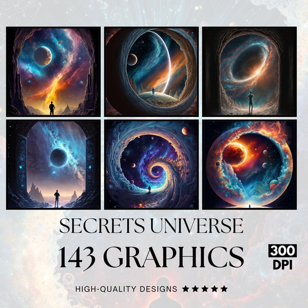 143 Secrets Universe Designs PNG Clipart Bundle, Sublimation Print, Graphics Bundle, Commercial Use, Watercolour Artsublimation designs