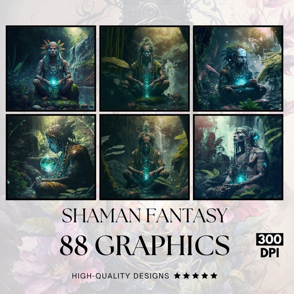 88 Shaman fantasy Designs PNG Clipart Bundle, Sublimation Print, Graphics Bundle, Commercial Use, Watercolour Artsublimation designs