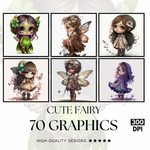 70 Cute Fairy, PNG Clipart Bundle, Sublimation Print, Graphics Bundle ...