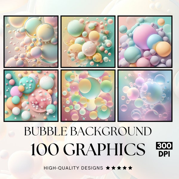 100 Pastel Bubble Background, PNG Clipart Bundle, Sublimation Print, Graphics Bundle, Commercial Use, Watercolour Artsublimation designs