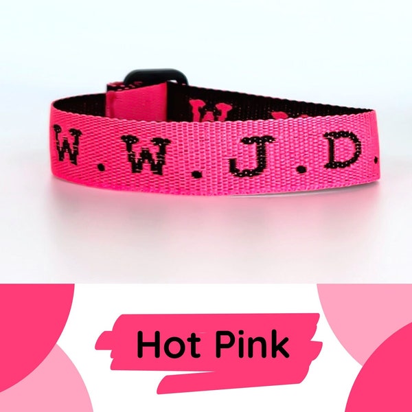 Hot Pink WWJD Bracelet with Original Inspirational Poem| What Would Jesus Do Baptism, Friendship or Religious gift| Great Teen/Tween