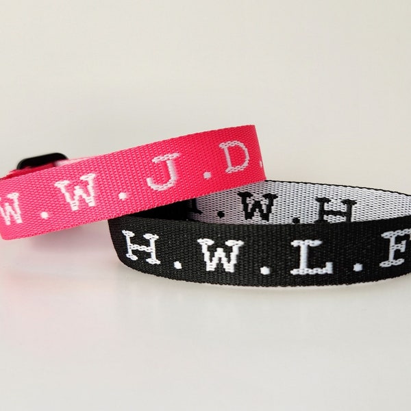 Hot Pink WWJD+Black HWLF Bracelet Set+Original Poem| Casual Christian Accessories| Comfortable High Quality Everyday Wear Inspiring Jewelry