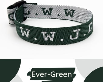 Pulsera WWJD siempre verde con poema inspirador original/ ¿Qué haría Jesús en el bautismo, la amistad o el regalo religioso/ Ideal para adolescentes/preadolescentes?