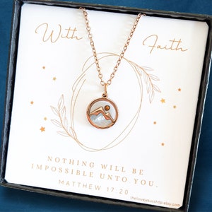 Great Inspirational Gift-Pearl Inlay Mustard Seed Necklace|Matt 17:20-Faith Can Move Mountains| Encouragement Gift of Hope | Faith over Fear