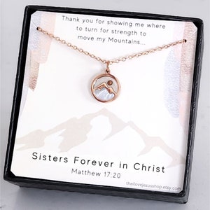 Sisters In Christ|Faith Move Mountians-Mustard Seed Pearl Inlay Necklace|Daily Reminder|Matthew 17:20|Encouragement Gift| Christian Jewelry