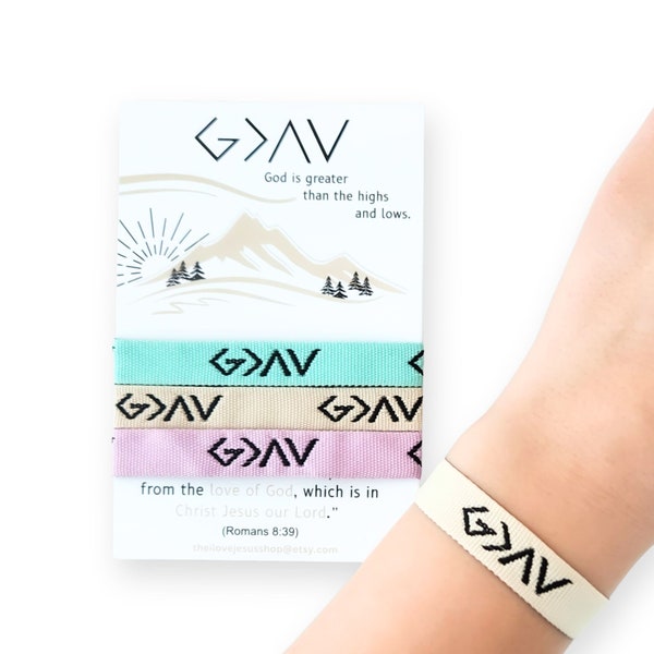 4 Color Choices|God is Greater than the Highs and Lows-Beige Woven Adjustable Strap Bracelet|Christian Religious| Neutral Jewelry|Armband