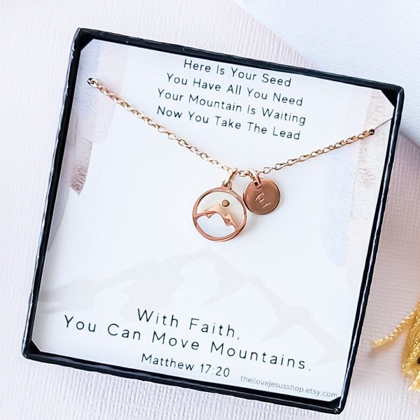 Great Graduation or Youth Missionary Gift - Beautiful Mustard Seed Pendant Necklace with Customizable Charms and Gift Box, Faith over Fear