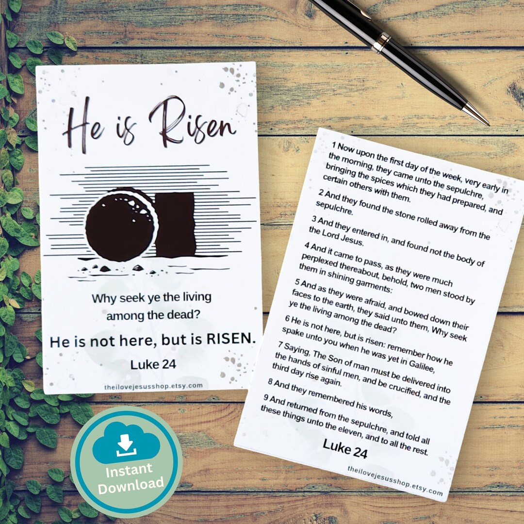 He Is Scripture He is Risen Instant Download Scripture Card| Printable Scripture ...