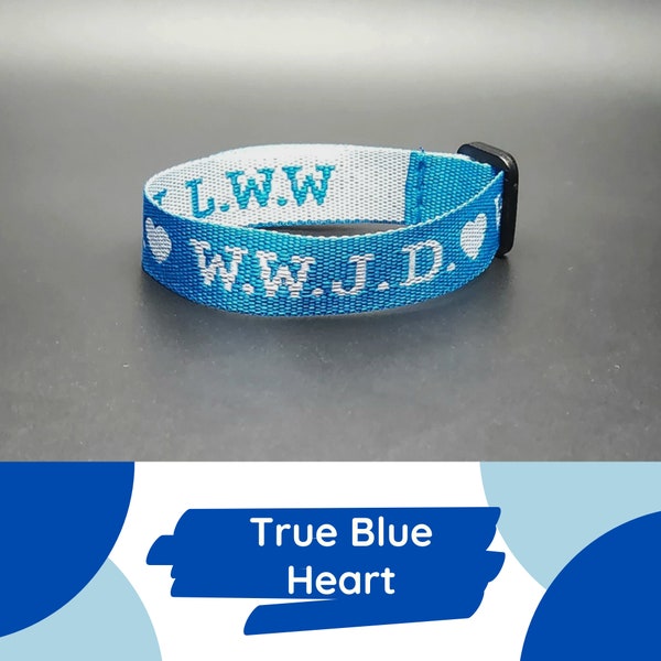 True Blue WWJD + Heart Bracelet with Original Inspirational Poem | Perfect Teenager Christian Baptism Friendship or Religious Gift