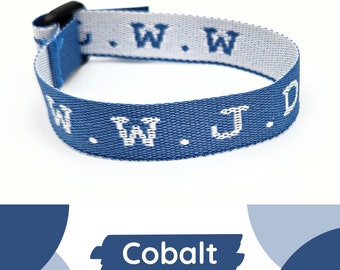 Cobalt Blue WWJD (What Would Jesus Do) Bracelet + Original Inspirational Poem| Casual Christian Everyday Jewelry/Apparel: Fits All Sizes