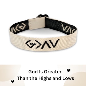 Dieu est plus grand que les hauts et les bas - Bracelet tissé réglable | Religieux chrétien| Bijoux Jésus neutres pour tous les jours| Cadeau de l&#39;amitié