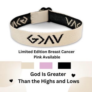 God is Greater than the Highs and Lows-Woven Adjustable Strap Bracelet| Christian Religious| Neutral Everyday Jesus Jewelry| Friendship Gift