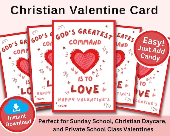 Religious Valentines Card Instant Download: Great Christian Class Favor for Sunday School or Private School Class Gift| Spiritual Treat Tag