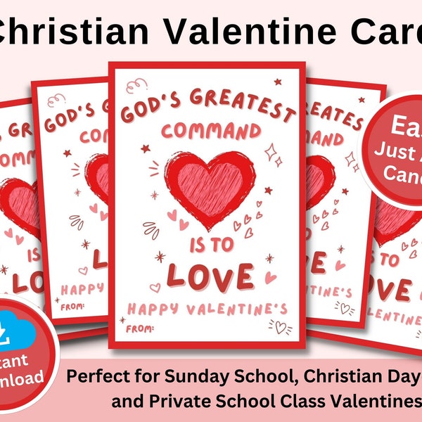 Religious Valentines Card Instant Download: Great Christian Class Favor for Sunday School or Private School Class Gift| Spiritual Treat Tag