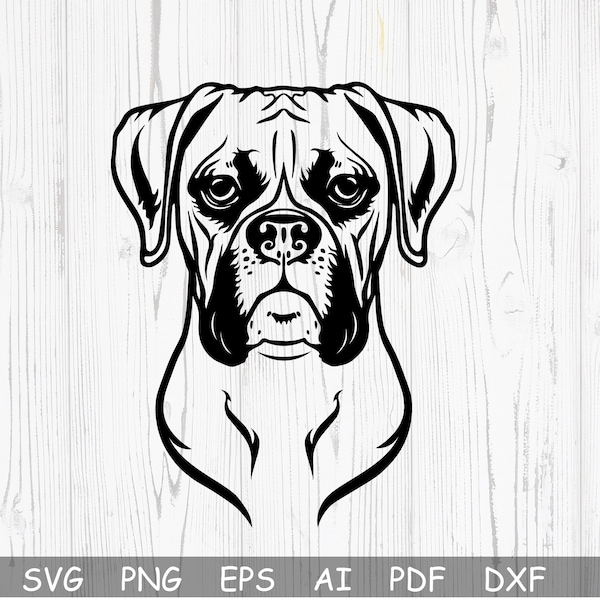 Boxer Svg, Dog Cut File for Cricut,  Puppy Svg, Boxer Silhouette Clipart Print, Cutting Cricut, Digital Download for Png,Eps,Dxf