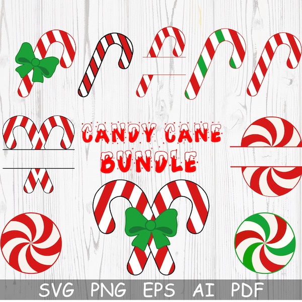 Christmas SVG Clipart,Candy Cane SVG, Candy Stick Svg, Candy Canes Clipart Cut file Cricut, Candy Cane with Bow, Sweets, Holiday, Png