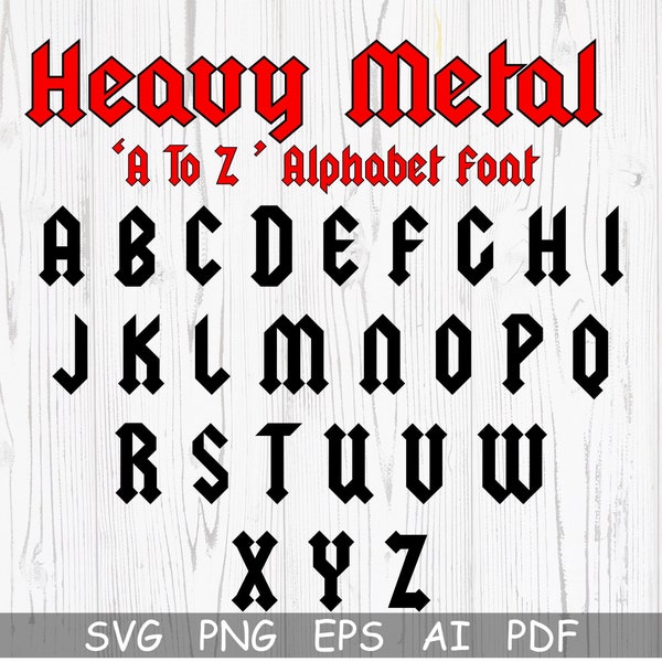 Hard Rock Font Svg, Png, Heavy Metal Font Cut file for Cricut, Rock Font Svg, Party font, Music Fon Svg, ACDC Font Svg, Silhouette