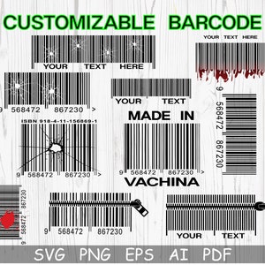 Barcode-svg, aanpasbare barcode-svg, barcode Cricut, gewone barcodescanbalk, barcode-clipart, digitaal bestand beschikbaar voor directe download