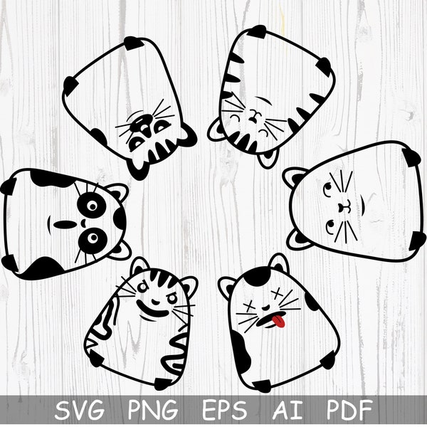 Cute Cats SVG, Curious Kitten Clipart, Baby Cat Svg, Cat Cricut, Peeking Face Animal Silhouette,  Cute Cat Svg Cut Files for Cricut, Png,Eps