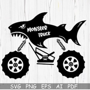 Monstertruck-Svg, Hai-Svg, Monstertruck-Svg-Dateien, Monstertruck Clipart, Schnittdatei für Cricut, Silhouette, Png, Schnittdatei für Cricut