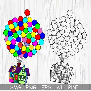 UP Svg, Adventure is Out There, Cut File for Cricut, Clipart, Carl Fredricksen Russell Dug, Kevin House Balloons, Digital Download, Svg,Png