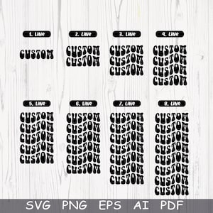aanpasbare golvende tekst Design Svg, kromgetrokken lettertype svg, aangepaste golvende letters svg, aangepaste golvende gestapelde svg bestand knippen voor Cricut Groovy Alphabet Svg