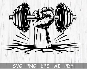 Dumbbell Svg, Barbell Svg, Archivos de corte con mancuernas para Cricut, Dumbbell Cricut, Levantador de pesas SVG, Crossfit SVG, Levantamiento de pesas Svg, Png, Pdf