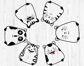 Cute Cats SVG, Curious Kitten Clipart, Baby Cat Svg, Cat Cricut, Peeking Face Animal Silhouette,  Cute Cat Svg Cut Files for Cricut, Png,Eps