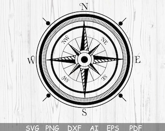 Compass Rose Svg, Nautical Compass Svg, Nautical Compass Cricut, Nautical Compass Cut File, ClipArt, Compass Star Svg - Svg, Png, Pdf