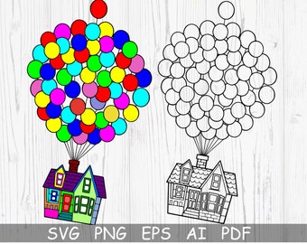 UP Svg, Adventure is Out There, Cut File for Cricut, Clipart, Carl Fredricksen Russell Dug, Kevin House Balloons, Digital Download, Svg,Png