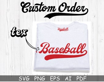 Personalized Baseball Font Svg, Custom Order Svg, Baseball Font With Tails Svg, PNG, Baseball Mom Svg, Softball, Cut File For Cricut