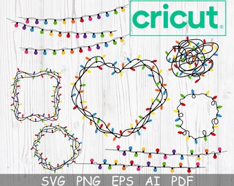Christmas Lights Svg, Merry Christmas Svg, Christmas lights Png, Xmas string Svg, Colorful Lights Svg, Clipart, Svg file for cricut, Cameo