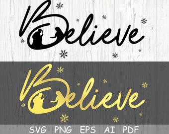 Believe Christmas Svg, Christmas Svg, Faith Cross Svg, Trendy Christmas Svg, Believe Cricut Cut Files, Clipart, Christmas Decoration Svg