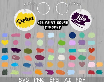 Paint Brush Strokes SVG, Keychain Pattern SVG Bundle, Brush Stroke Svg, Png,  Keychain Svg, Cricut Cut File, Round Pattern svg