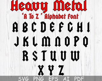 Hard Rock Font Svg, Png, Heavy Metal Font Cut file for Cricut, Rock Font Svg, Party font, Music Fon Svg, ACDC Font Svg, Silhouette
