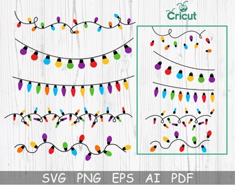 Weihnachtslichter svg, frohe Weihnachten svg, Weihnachtslichter Png, Weihnachtsschnur svg, bunte Lichter svg, Clipart, svg-Datei für Cricut, Cameo